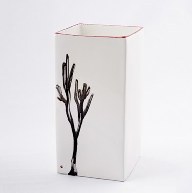 Design mit dem Titel "Vase carré en porce…" von Muryel Tomme, Original-Kunstwerk, Objekte