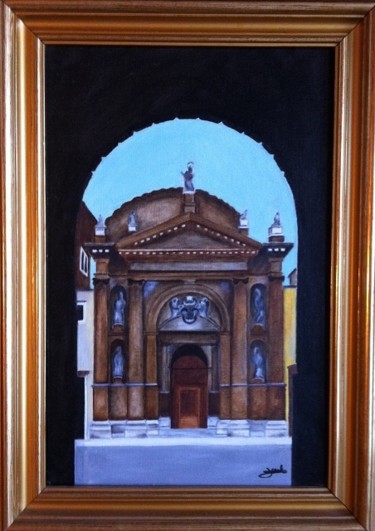 Peinture intitulée "L'église Florentine" par Michèle Monnet, Œuvre d'art originale