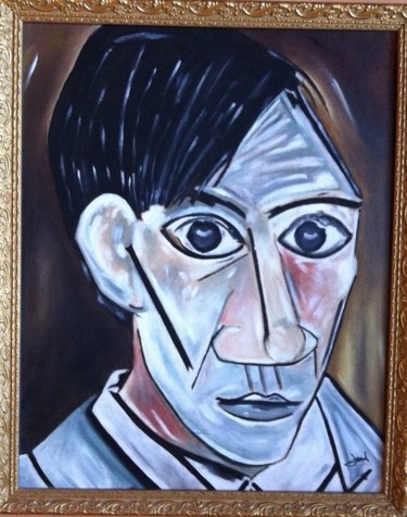Peinture intitulée "Portrait de Picasso" par Michèle Monnet, Œuvre d'art originale