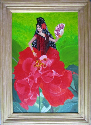 Painting titled "158 hibiscus flamen…" by Bernard Ledoyen, Original Artwork, Other