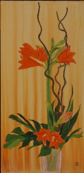 Peinture intitulée "92-rec-bouquet-lys-…" par Bernard Ledoyen, Œuvre d'art originale, Huile