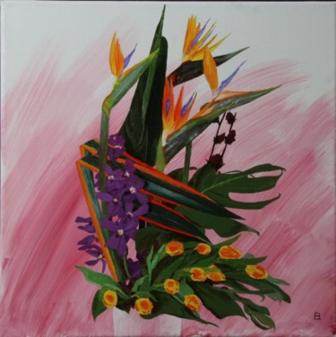 Painting titled "90 bouquet-orchidee…" by Bernard Ledoyen, Original Artwork, Oil