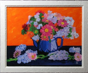 Painting titled "85 bouquet-dans-une…" by Bernard Ledoyen, Original Artwork, Oil