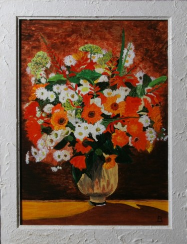 Painting titled "77 bouquet-dans-un-…" by Bernard Ledoyen, Original Artwork, Oil