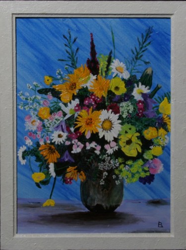 Painting titled "75-rec-bouquet-avec…" by Bernard Ledoyen, Original Artwork, Oil
