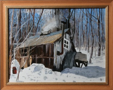 Peinture intitulée "62-rec-cabane-a-suc…" par Bernard Ledoyen, Œuvre d'art originale, Huile