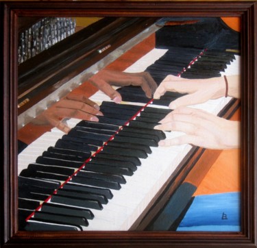 Painting titled "214-piano-a-4-mains…" by Bernard Ledoyen, Original Artwork, Oil