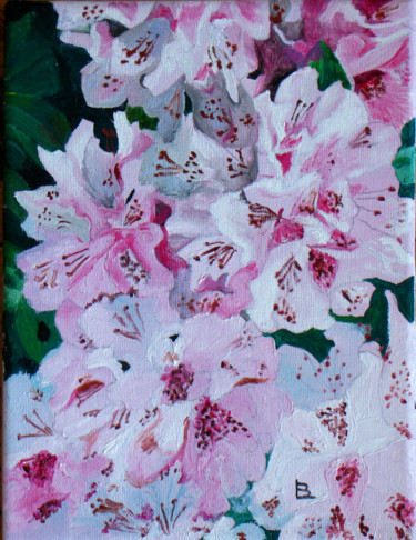 Painting titled "275-rhododendrons-j…" by Bernard Ledoyen, Original Artwork, Oil