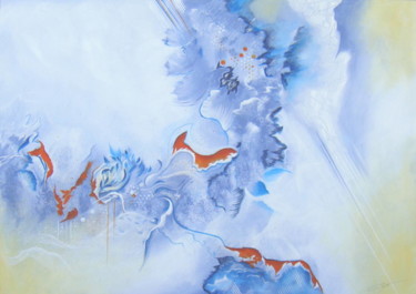 Peinture intitulée "Aube bleue" par Catherine Royer, Œuvre d'art originale, Acrylique