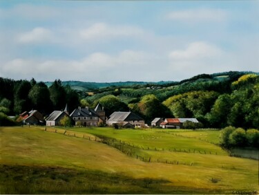 Peinture intitulée "Entre Anost et Autun" par Cathy Cheneau, Œuvre d'art originale, Pastel