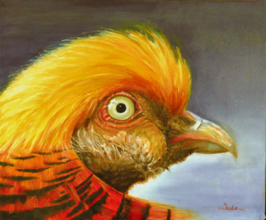 Peinture intitulée "Oiseau de proie en…" par Jade, Œuvre d'art originale, Huile