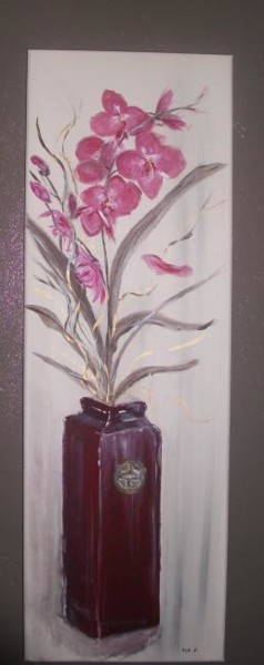 Peinture intitulée "Orchidées Roses" par Sabine Vuk, Œuvre d'art originale, Huile