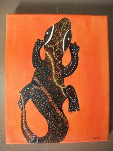 Peinture intitulée "Salamandre" par Sabine Vuk, Œuvre d'art originale, Huile