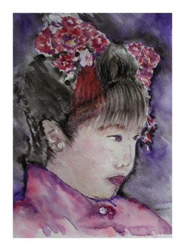 Peinture intitulée "Petite Geisha" par Sabine Vuk, Œuvre d'art originale, Huile