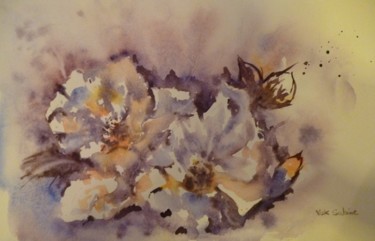 Peinture intitulée "Fleurs blanches" par Sabine Vuk, Œuvre d'art originale, Aquarelle