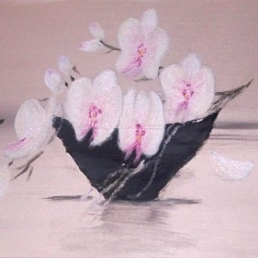 Peinture intitulée "Orchidées blanches" par Sabine Vuk, Œuvre d'art originale, Huile