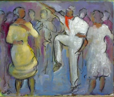 Painting titled "DANSE FOLKLORIQUE" by Maxemile, Original Artwork, Oil