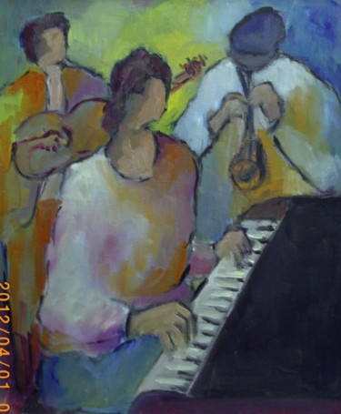 Painting titled "PIANISTE" by Maxemile, Original Artwork, Oil
