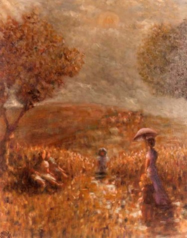 Painting titled "promenade-champetre…" by Maxemile, Original Artwork, Oil