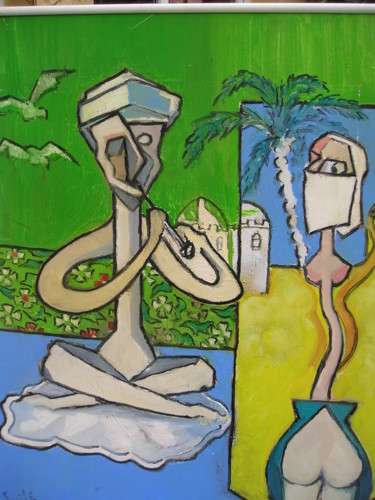 Peinture intitulée "le-charmeur-utopiqu…" par Maxemile, Œuvre d'art originale, Huile