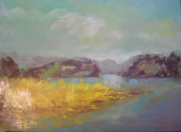 Painting titled "le-lac.jpg" by Maxemile, Original Artwork, Oil