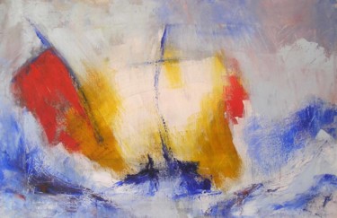 Peinture intitulée "voiliers-dans-la-te…" par Maxemile, Œuvre d'art originale, Huile
