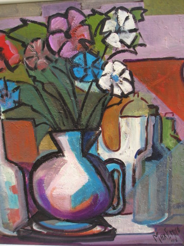 Peinture intitulée "fleurs-tricolores.j…" par Maxemile, Œuvre d'art originale, Huile