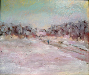 Painting titled "campagne-en-hiver.j…" by Maxemile, Original Artwork, Oil