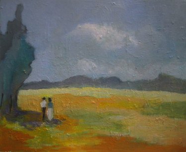 Painting titled "promenade-a-la-camp…" by Maxemile, Original Artwork, Oil