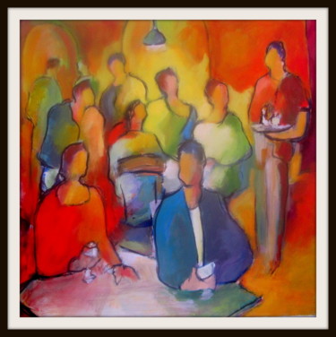 Painting titled "au-cafe.jpg" by Maxemile, Original Artwork, Oil