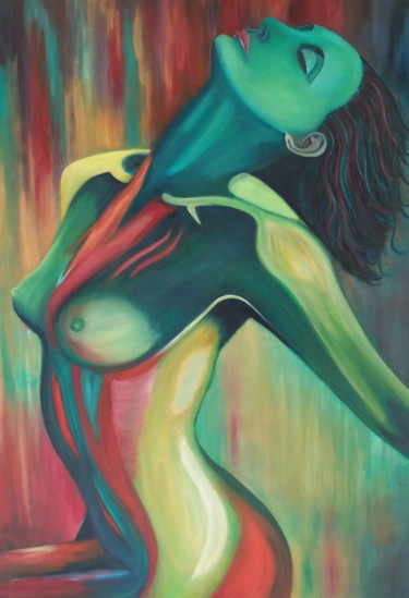 Painting titled "Sensualité" by Sabine, Original Artwork, Oil