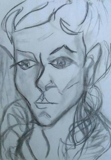 Drawing titled "La pensive" by Vanessa Sauvage, Original Artwork