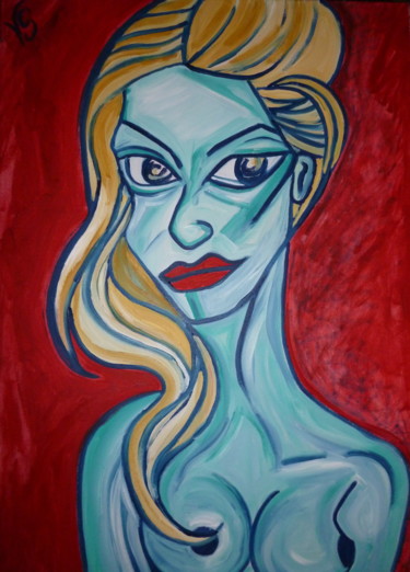 Peinture intitulée "La femme à la cheve…" par Vanessa Sauvage, Œuvre d'art originale