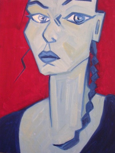Painting titled "La femme bleu" by Vanessa Sauvage, Original Artwork