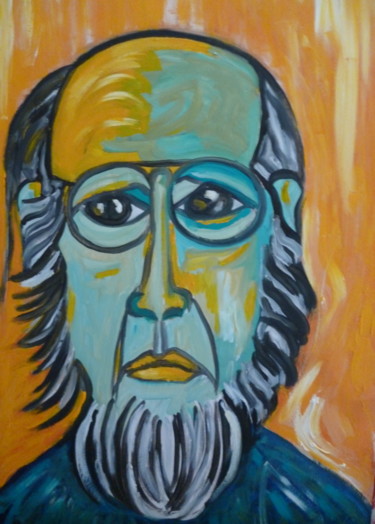 Peinture intitulée "Portrait de J.Guegu…" par Vanessa Sauvage, Œuvre d'art originale, Huile Monté sur Autre panneau rigide
