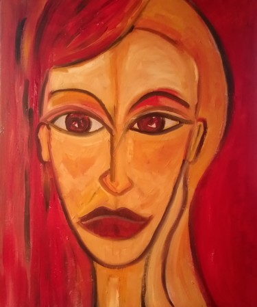 Painting titled "Jeune femme" by Vanessa Sauvage, Original Artwork, Oil