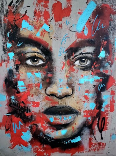 Peinture intitulée "Mariama" par Peïo, Œuvre d'art originale, Acrylique