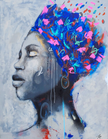 Painting titled "Ayan-a" by Peïo, Original Artwork, Acrylic Mounted on Wood Stretcher frame
