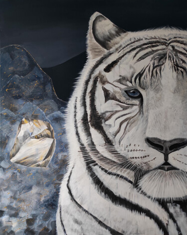 Malerei mit dem Titel "Big Love. Tiger" von Ekaterina Khovanskaya, Original-Kunstwerk, Acryl