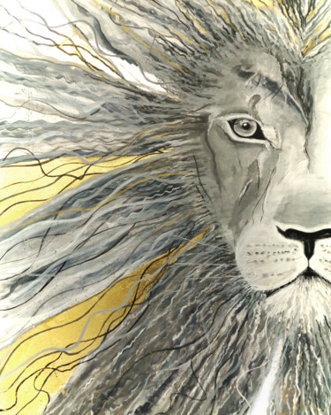 Pittura intitolato "The Big Love. Lion" da Ekaterina Khovanskaya, Opera d'arte originale, Acrilico