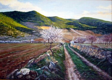Painting titled "Camino del cortijo" by Peláez Ochoa, Original Artwork, Oil