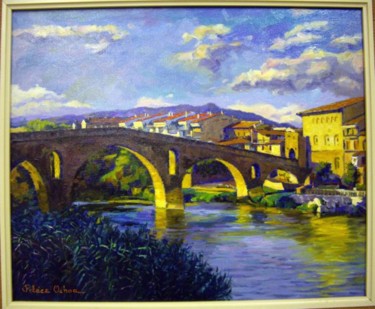 Pintura titulada "Puente la Reyna (Na…" por Peláez Ochoa, Obra de arte original, Oleo