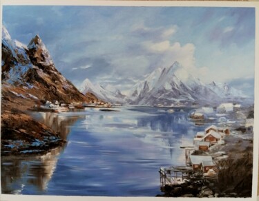 Pittura intitolato "Norwegian landscape" da Pelagiya, Opera d'arte originale, Olio