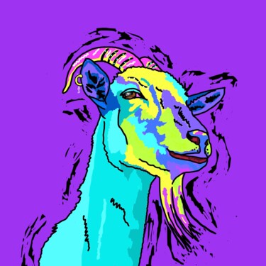 Цифровое искусство под названием "Goat" - Pelin Gürses, Подлинное произведение искусства, 2D Цифровая Работа