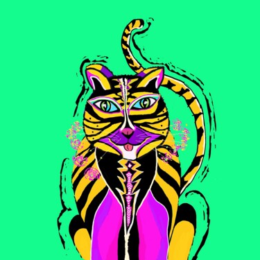 Цифровое искусство под названием "Tiger" - Pelin Gürses, Подлинное произведение искусства, 2D Цифровая Работа