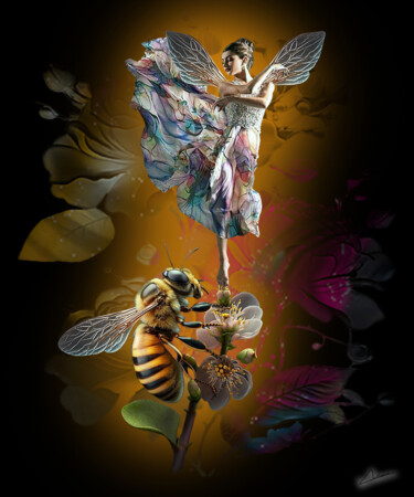 Arte digitale intitolato "La Reina de las abe…" da Ricardo Pellerano, Opera d'arte originale, Fotomontaggio
