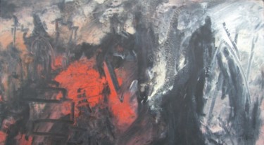 Peinture intitulée "Nuit rouge" par Luc Pellerin, Œuvre d'art originale, Huile