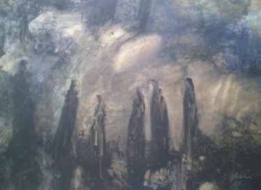 Painting titled "Pèlerins" by Luc Pellerin, Original Artwork, Oil