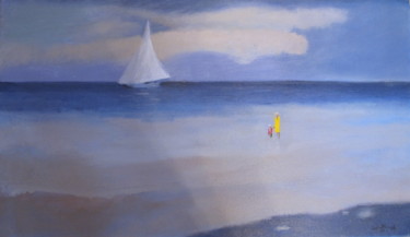 Pittura intitolato "На пляже" da Evgenii Tolkachev, Opera d'arte originale, Olio