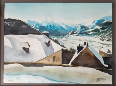 Peinture intitulée "Vallée d'Aure depui…" par Jean-Claude Pelletier, Œuvre d'art originale, Aquarelle